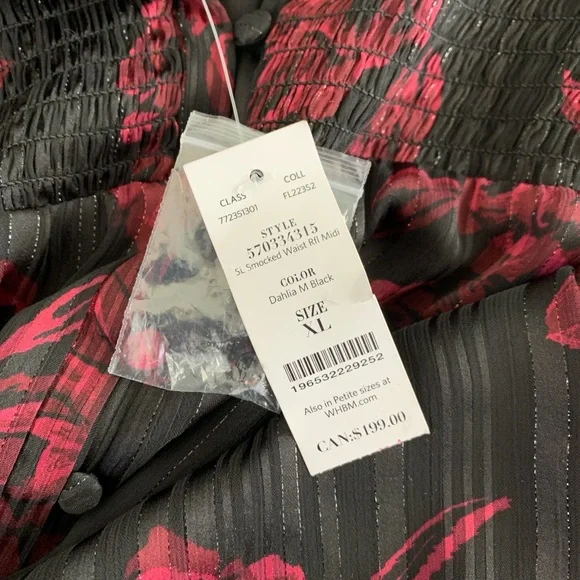 WHBM Smocked Waist Ruffle Midi Dress NWT - Picture 15 of 16